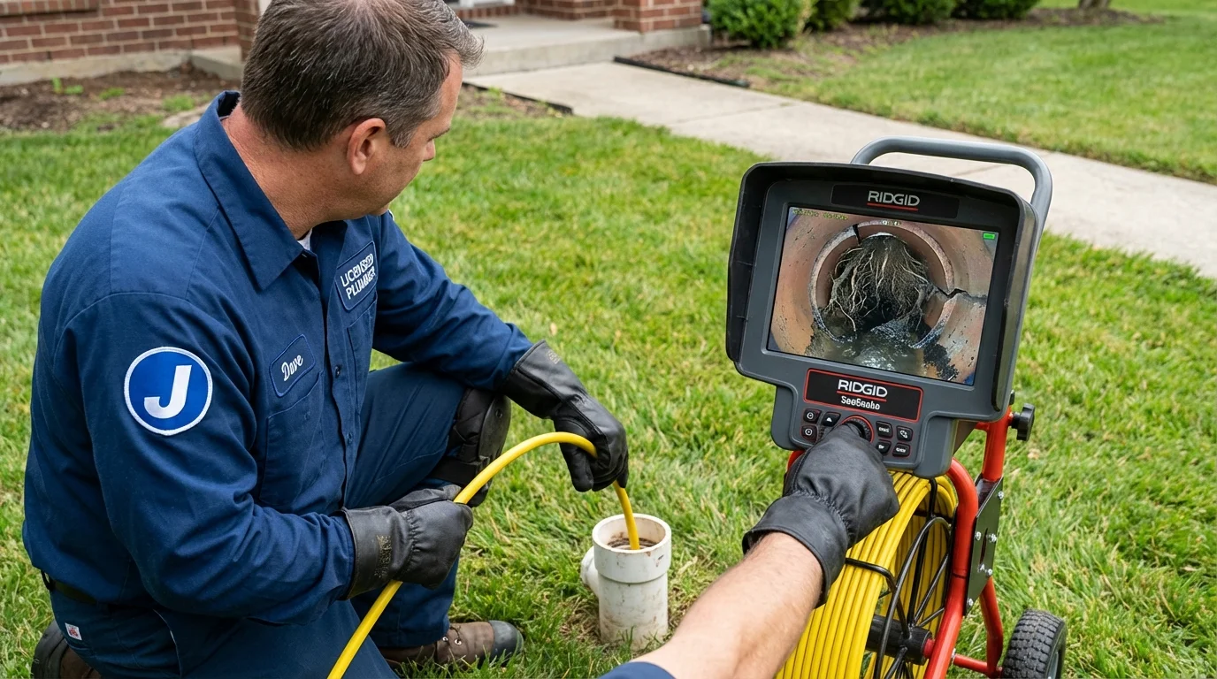 Sewer camera inspection being performed by Johns Plumbing LLC in Eureka